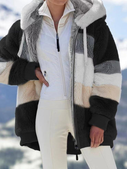 Veste Teddy Longue d'Hiver Grande Taille 